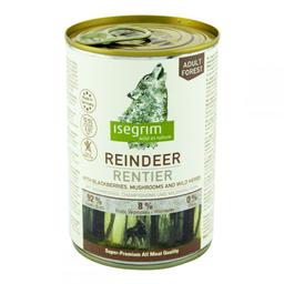 Вологий корм для собак Isegrim Reindeer pure with Blackberries, Champignons & Herbs Оленина з ожиною та грибами, 400 г