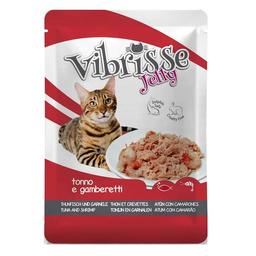 Вологий корм для котів Vibrisse Jelly, Тунець та креветки в желе, 70 г (C1018986)