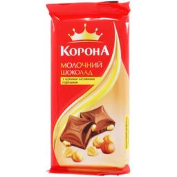 Шоколад Корона молочний з цілими лісовими горіхами, 90 г (596269)