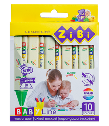 Карандаши восковые ZiBi Jumbo Baby Line, треугольные, 10 шт. (ZB.2482)