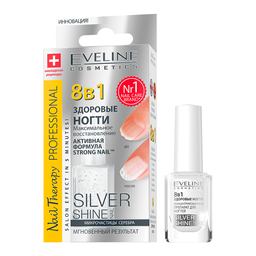 Максимальне відновлення Eveline Nail Therapy Professional 8 в 1 Здорові Нігті Silver Shine, 12 мл (LL12NT8W1SL)