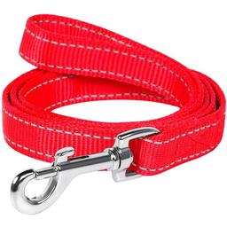Повідець для собак Dog Extremе, нейлоновий, подвійний, 122х2,5 см, червоний