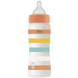 Бутылочка для кормления Chicco Well-Being Colors, с силиконовой соской 4м+, 330 мл, оранжевая (28637.31)