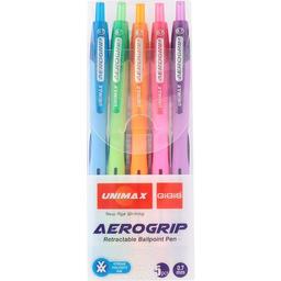 Набір кулькових ручок Unimax Aerogrip-3 5 кольорів (UX-140-20)