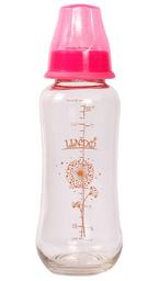 Стеклянная бутылочка для кормления Lindo Next to Nature, изогнутая, 250 мл, розовый (Рk 1010 роз)