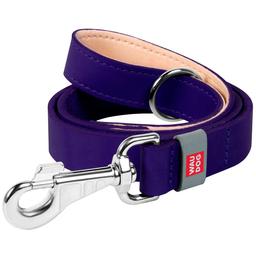 Поводок для собак кожаный Waudog Classic, 122х2 см, фиолетовый