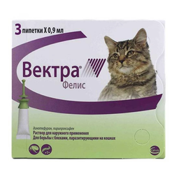 Капли на холке для кошек CEVA Vectra Felis, 1 пипетка х 0,9 мл (53357-1)