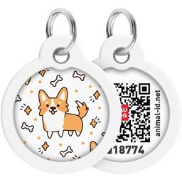 Адресник для собак и кошек Waudog Smart ID с QR паспортом, Корги, M, диаметр 30 мм