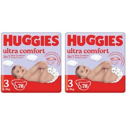 Набір підгузків Huggies Ultra Comfort 3 (5-9 кг) 156 шт. (2 уп. х 78 шт.)