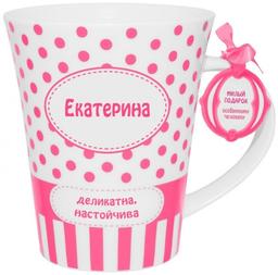 Кружка Be Happy Екатерина, 350 мл, білий з рожевим (К_Горох036)