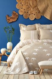 Набор постельное белье с покрывалом Karaca Home Albatros bej 2020-1, евро, бежевый, 7 предметов (svt-2000022236904)