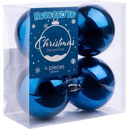Набор новогодних шаров Novogod'ko глянец 8 см синий 4 шт. (974525)