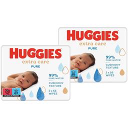 Вологі серветки Huggies Pure Extra Care, 168 шт. (3 уп. по 56 шт.)