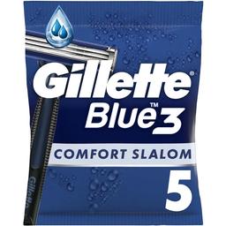 Одноразові станки для гоління Gillette Blue 3 Comfort Slalom, 5 шт.
