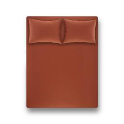 Простыня на резинке с наволочками Penelope Laura brick red, 200х180+70х50 (2) см, хлопок, коричневый (svt-2000022278348)