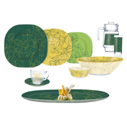 Сервіз Luminarc Carine Annalee Green, 6 персон, 46 предметів, зелений з жовтим(Q5493)
