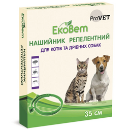 Нашийник для котів та собак ProVET ЕкоВет, від зовнішніх паразитів, 35 см (PR241115)