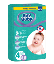 Підгузки Evy Baby 4 (7-18 кг), 58 шт.