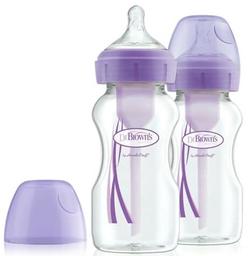 Антиколиковая бутылочка Dr. Brown's Options +, с широким горлышком, 270 мл, фиолетовый, 2 шт. (WB92603-ESX)