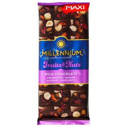 Шоколад молочный Millennium Fruits&Nuts миндаль, фундук, клюква, изюм, 140 г (782560)