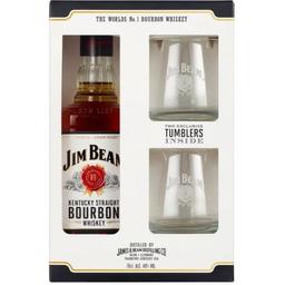 Віскі Jim Beam White Kentucky Staright Bourbon Whiskey, 40%, 0,7 л + 2 склянки