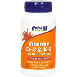 Витамин D-3/К-2 Now Foods 1000 МЕ/45 мкг 120 капсул