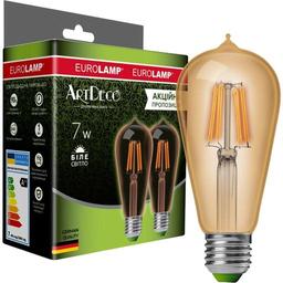 Светодиодная лампа Eurolamp LED Deco, ST64, 7W, E27, 4000K, 2 шт. (MLP-LED-ST64-07274(Amber))