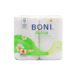 Туалетная бумага Boni DeLuxe Ромашка, трехслойная, 4 рулона