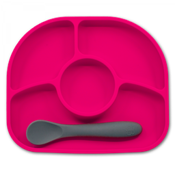 Силиконовая тарелка на присоске с ложкой BBluv, розовый (B0153-P)