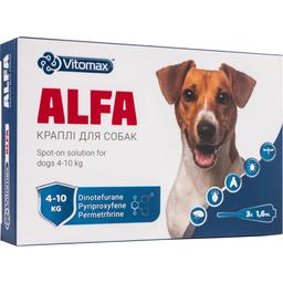 Капли на холку Vitomax Alfa противопаразитарные для собак 4-10 кг, 1.6 мл, 3 пипетки