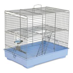 Клетка для грызунов Природа Микки с лесенкой, серебристый с голубым, 37х25х30 см (PR241514)