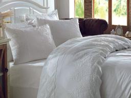 Комплект постельного белья Dantela Vita Duru с кружевом и покрывалом пике евро (svt-2000022312714)