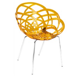 Крісло Papatya Flora-ML, прозоро-жовте сидіння, ніжки хром (286336)