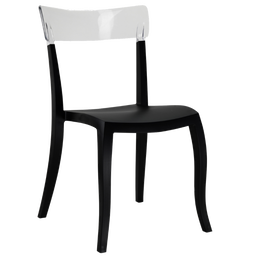 Стул Papatya Hera-S, черное сиденье, верх прозрачно-чистый (398725)