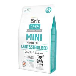 Беззерновой сухой корм для собак миниатюрных пород с избыточным весом или стерилизованных Brit Care GF Mini Light&Sterilised, с лососем и кроликом, 2 кг