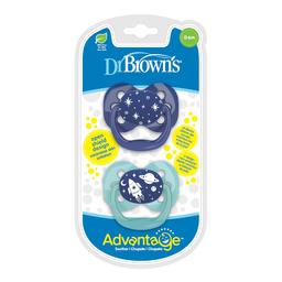 Пустышка Dr. Brown's Advantage Голубой космос, 0-6 мес., голубой, 2 шт. (PA12002-INTLX)