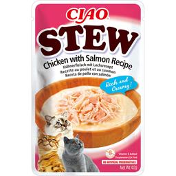Влажный корм для кошек Inaba Ciao Churu Stew с тушеной курицей и лососем 40 г