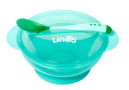 Тарелка на присоске Lindo, с термоложкой, 300 мл, зеленый (А 49 зел)