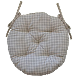 Круглая подушка для стула Прованс Bella d-40, клеточка, серый (13572)