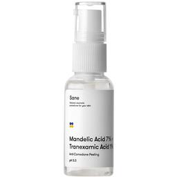 Пилинг для лица Sane Mandelic Acid 7% + Tranexamic Acid 1%, с миндальной кислотой, 30 мл