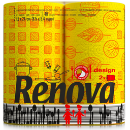 Бумажные полотенца Renova Double Face, 2 рулона, желтый (787691)