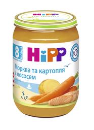 Набір пюре HiPP Морква і картопля з лососем, 1,140 кг (6 баночок по 190 г)