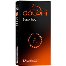 Презервативи латексні Dolphi Super hot, з ребрами, крапками та розігрівальним змащувачем, 12 шт. (DOLPHI/Super hot/12)