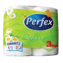 Трехслойная туалетная бумага Perfex Delux Ромашка, белый, 4 рулона