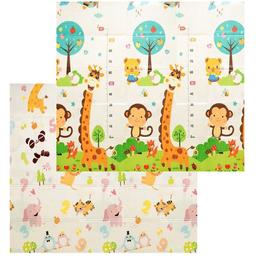 Дитячий килимок Poppet Малятко-жираф та Цифри-тварини двосторонній складний 200х180x1 см (PP021-200)