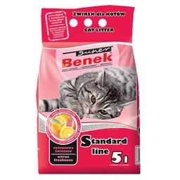 Бентонитовый наполнитель для кошачьего туалета Super Benek Стандартный, с ароматом цитрусовой свежести, 5 л