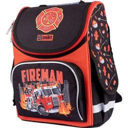 Рюкзак шкільний каркасний Smart PG-11 Fireman, черный с красным (559015)