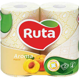 Туалетная бумага Ruta Aroma Персик, двухслойная, 4 рулона, желтый