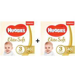 Подгузники Huggies Elite Soft 3 (5-9 кг), 80 шт. (2 уп по 40 шт.)