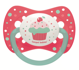 Силиконовая симметричная пустышка Canpol Babies Cupcake, малиновый, 6-18 мес. (23/283_pin)